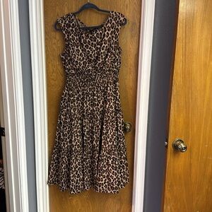 kate spade Brown and Black Leopard Print Midi Dress